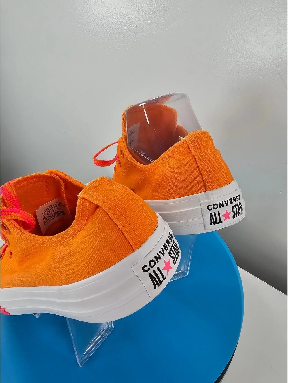 Converse All Star Orange Low Top Sneakers with Pink Laces